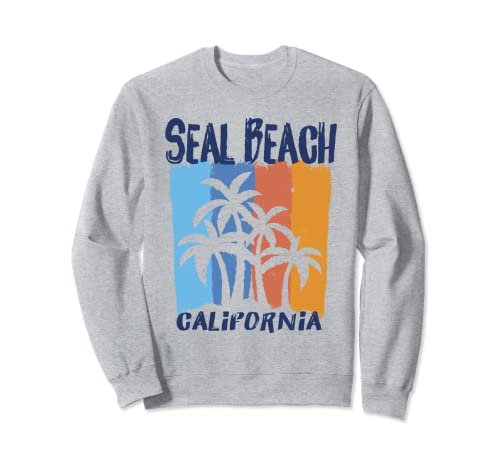 Seal Beach California Fun Colorful Palm Trees Design Sweatshirt