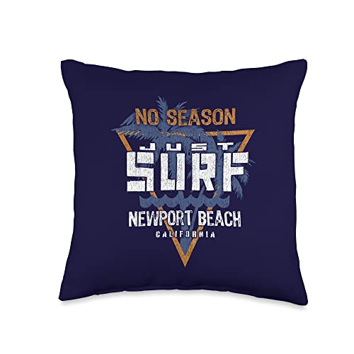 My Favorite Beach No Season Just Surf-Newport Beach California Throw Pillow