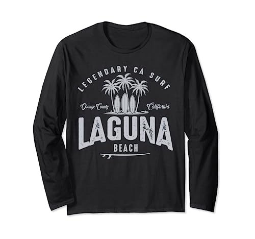THREE VINTAGE SURFBOARDS AND PALMS - Laguna Beach Long Sleeve T-Shirt