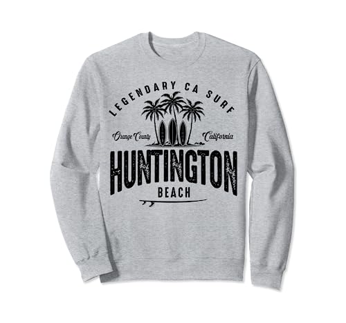THREE VINTAGE SURFBOARDS AND PALMS - Huntington Beach Sweatshirt