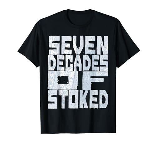Seven Decades of Stoked - Trendy Vintage Surfboard Design T-Shirt