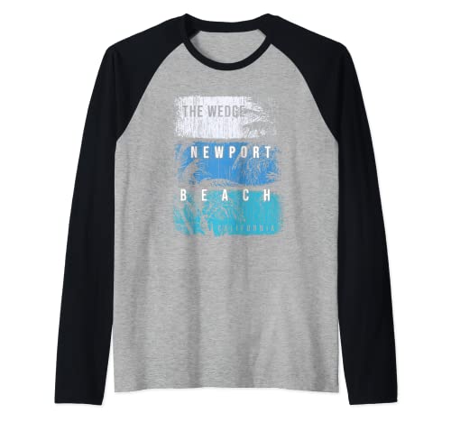 The Wedge Newport Beach California Brush and Palms Raglan Baseball Tee