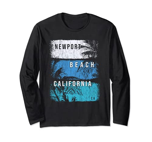 Newport Beach California CA Brush Strokes and Palms Long Sleeve T-Shirt