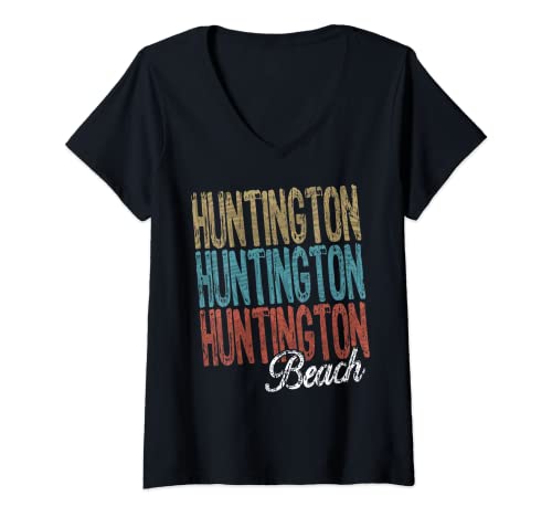 Womens HUNTINGTON BEACH Three Tone Palm V-Neck T-Shirt