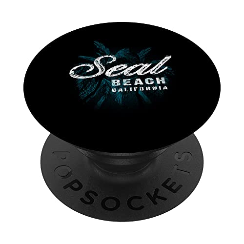 Seal Beach - Palm Cluster Distressed Stamp PopSockets Swappable PopGrip