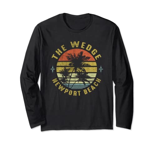 The Wedge, Newport Beach Retro Palm Sunset -Beach Design Long Sleeve T-Shirt