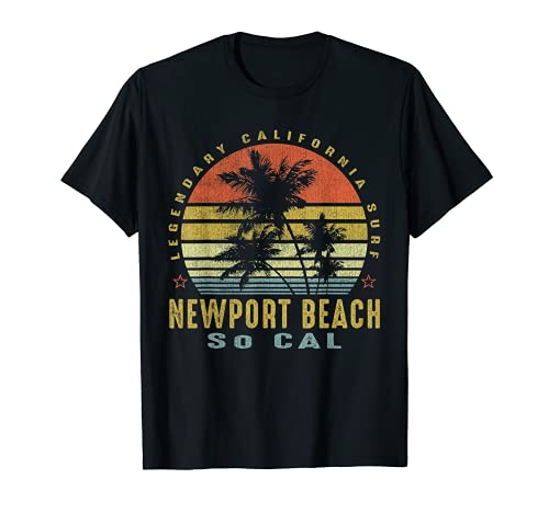 Newport Beach OC Retro Palm Sunset - Beach Gifts T-Shirt