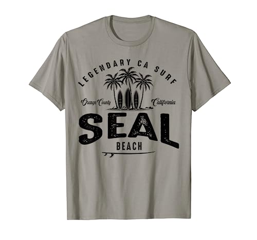 THREE VINTAGE SURFBOARDS AND PALMS - Seal Beach T-Shirt