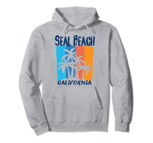 Seal Beach California Fun Colorful Palm Trees Design Pullover Hoodie