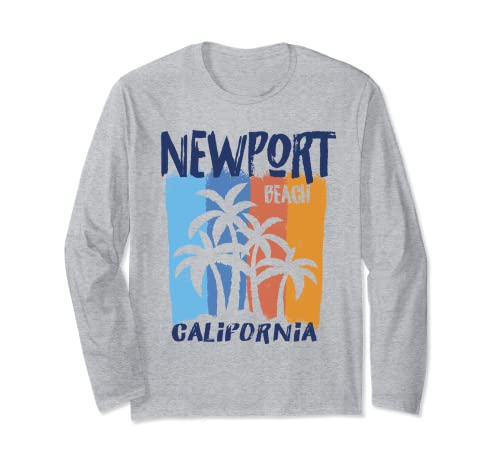 Newport Beach California Fun Colorful Palm Trees Design Long Sleeve T-Shirt