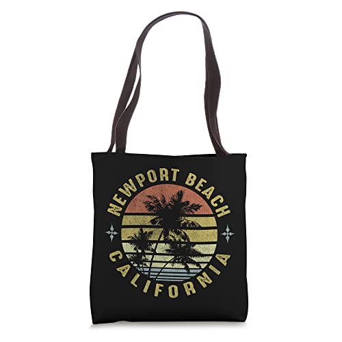 Newport Beach California Retro Palm Sunset - Beach Design Tote Bag