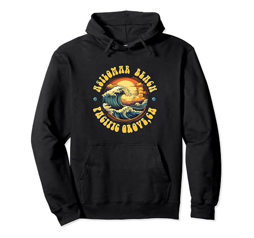 Vintage Huntington Beach Waves Sunset Design Pullover Hoodie