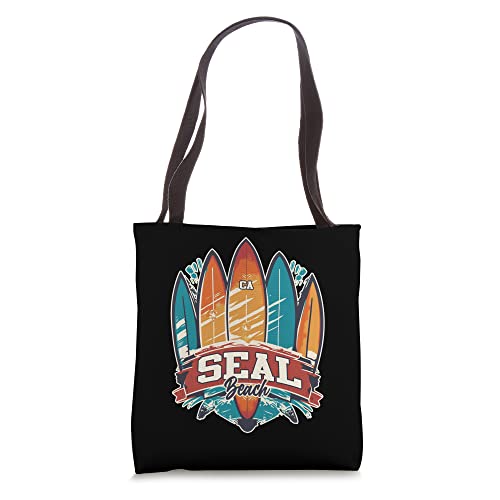 Seal Beach CA Rebel Surf Edgy Surfboard Design Tote Bag