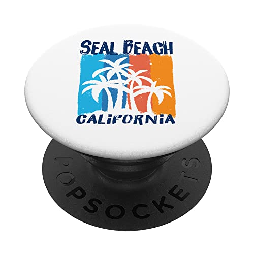 Seal Beach California Fun Colorful Palm Trees Design PopSockets Swappable PopGrip