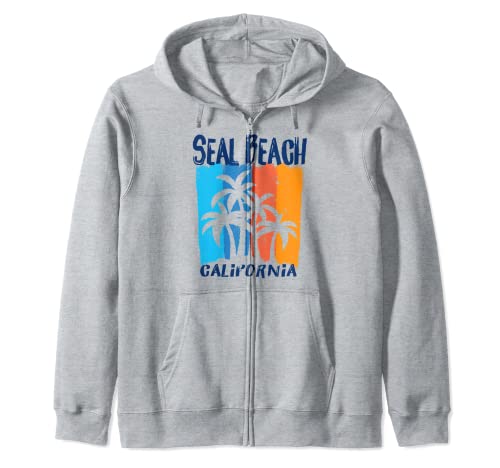 Seal Beach California Fun Colorful Palm Trees Design Zip Hoodie