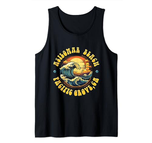 Vintage Huntington Beach Waves Sunset Design Tank Top