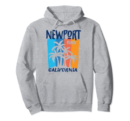 Newport Beach California Fun Colorful Palm Trees Design Pullover Hoodie