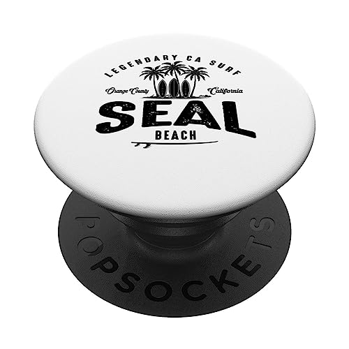 THREE VINTAGE SURFBOARDS AND PALMS - Seal Beach PopSockets Swappable PopGrip