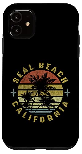 Seal Beach California Retro Palm Sunset - Beach Design Case