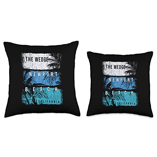 Beach Gifts The Wedge Newport Beach California Brush and Palms Throw Pillow, 16x16, Multicolor