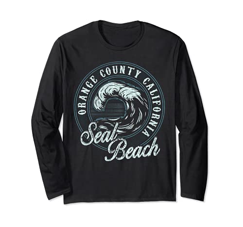 Seal Beach Retro Wave Circle - Beach Gift Long Sleeve T-Shirt