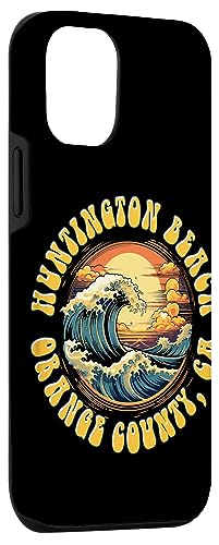 Vintage Huntington Beach Waves Sunset Des - Edgy Retro Case