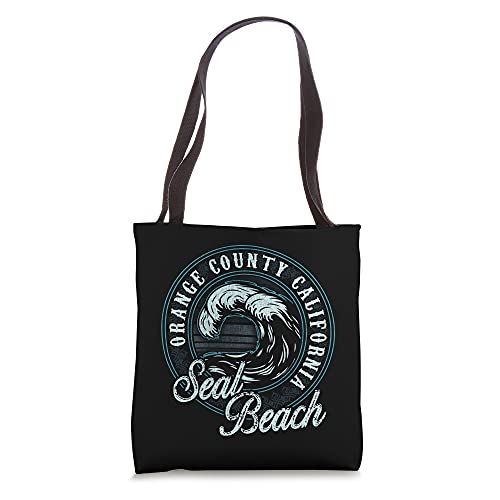 Seal Beach Retro Wave Circle - Beach Gift Tote Bag
