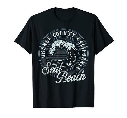 Seal Beach Retro Wave Circle - Beach Gift T-Shirt