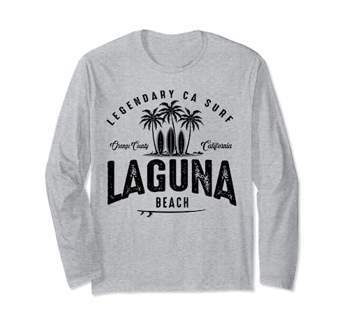 THREE VINTAGE SURFBOARDS AND PALMS - Laguna Beach Long Sleeve T-Shirt