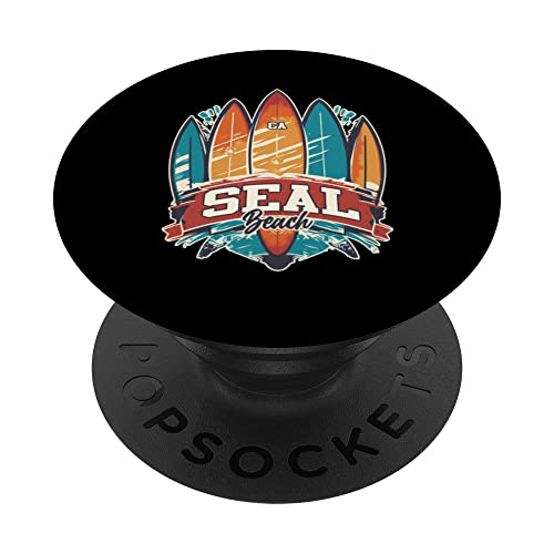 Seal Beach CA Rebel Surf Edgy Surfboard Design PopSockets Swappable PopGrip