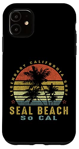 Seal Beach Retro Palm Sunset - Beach Gifts Case