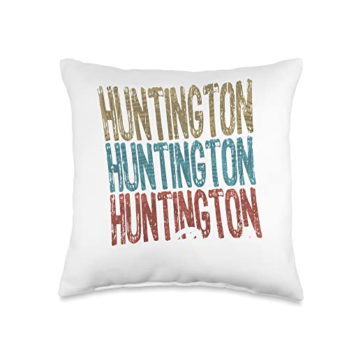 Retro Vintage Beach Designs Huntington Beach Three Tone Palm Throw Pillow
