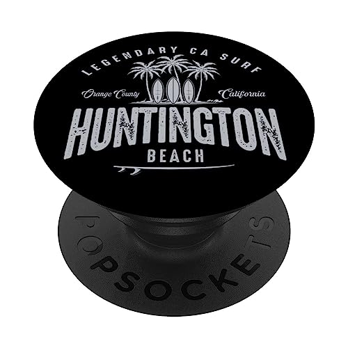 THREE VINTAGE SURFBOARDS AND PALMS - Huntington Beach PopSockets Swappable PopGrip