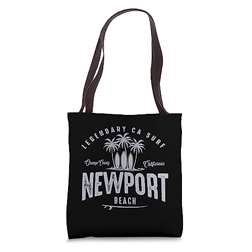 THREE VINTAGE SURFBOARDS AND PALMS - Newport Beach Tote Bag