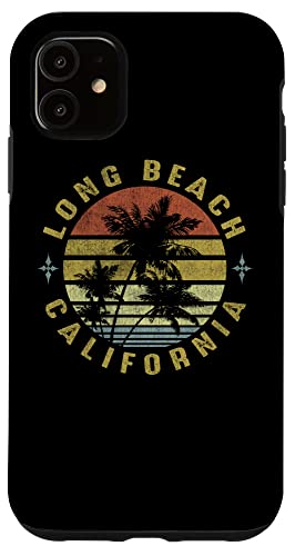 Seal Beach California Retro Palm Sunset - Beach Design Case