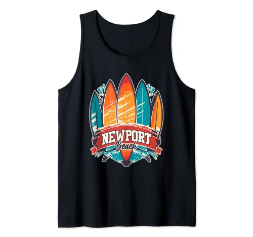 Newport Beach Rebel Surf Edgy Surfboard Design Tank Top