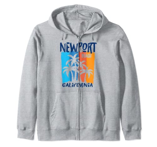 Newport Beach California Fun Colorful Palm Trees Design Zip Hoodie