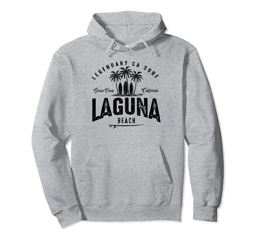 THREE VINTAGE SURFBOARDS AND PALMS - Laguna Beach Pullover Hoodie