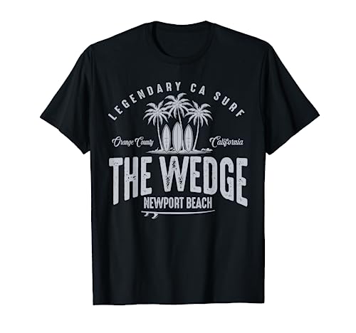 THREE VINTAGE SURFBOARDS AND PALMS - The Wedge Beach T-Shirt