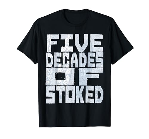 Five Decades of Stoked - Trendy Vintage Surfboard Design T-Shirt