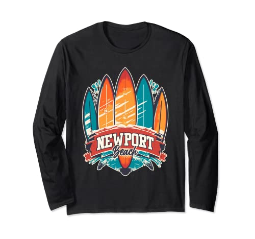 Newport Beach Rebel Surf Edgy Surfboard Design Long Sleeve T-Shirt