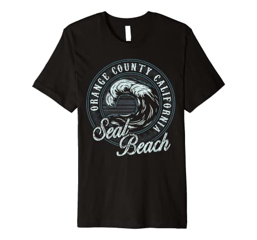 Seal Beach Retro Wave Circle - Beach Gift Premium T-Shirt