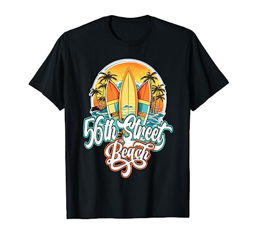 56Th Street Retro Vintage Three Surfboard and Palm Circle T-Shirt