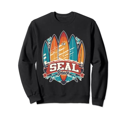 Seal Beach CA Rebel Surf Edgy Surfboard Design Sweatshirt