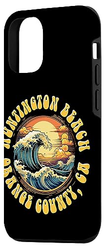 Vintage Huntington Beach Waves Sunset Des - Edgy Retro Case