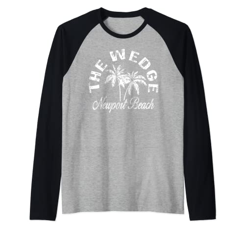 The Wedge Newport Beach My Favorite Surf Beach Raglan Baseball Tee