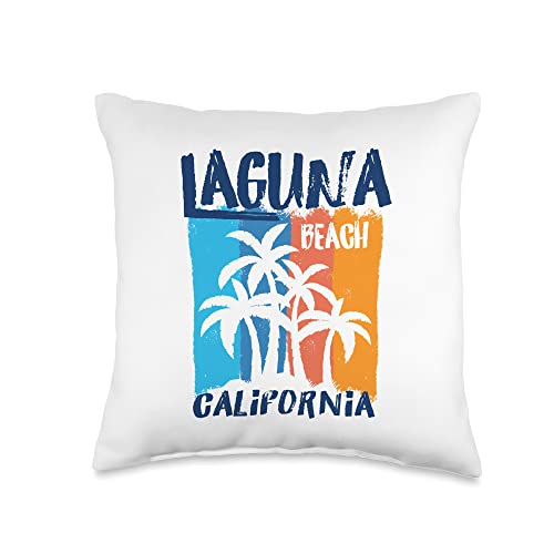My Favorite California Beach Design Laguna Beach California Fun Colorful Palm Trees Design Throw Pillow