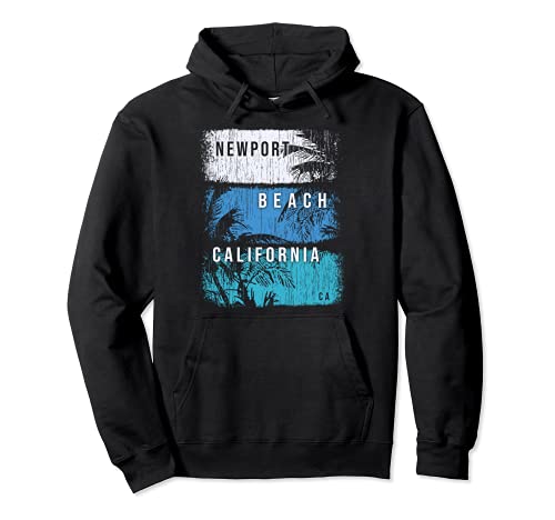 Newport Beach California CA Brush Strokes and Palms Pullover Hoodie