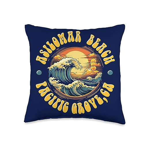 Surf Retro Revive Beach Design Vintage Huntington Beach Waves Sunset Design Throw Pillow